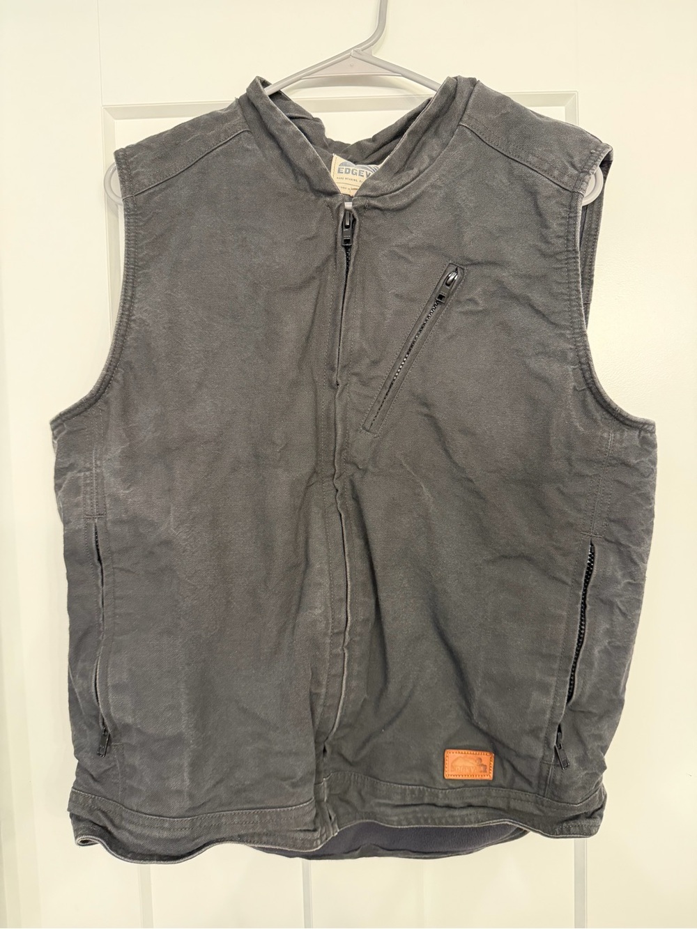Men's Gray Workwear Vest - Zipper Pockets